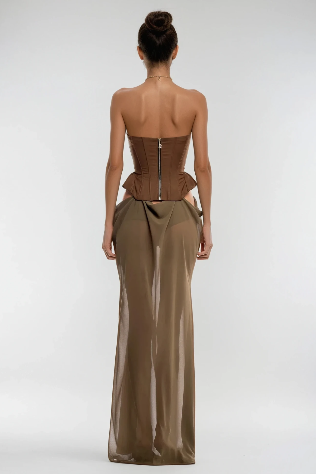 Ardelis Strapless Butterfly Lace Up Maxi Dress
