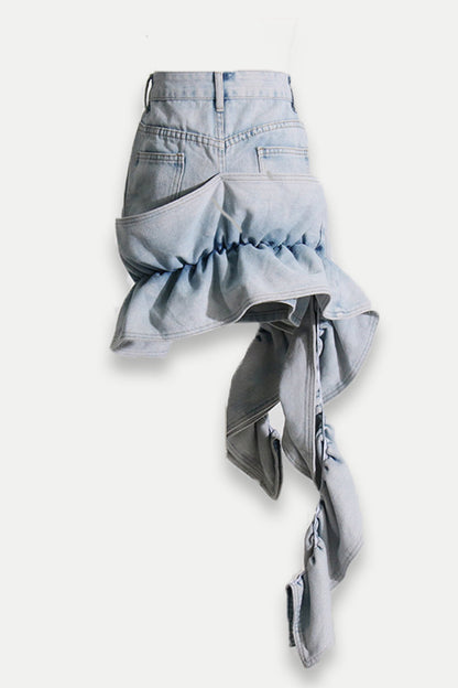 Eleanor Ruffle Denim Mini Skirt