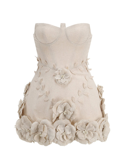 Eleanora Corset Flower Off Shoulder Mini Dress