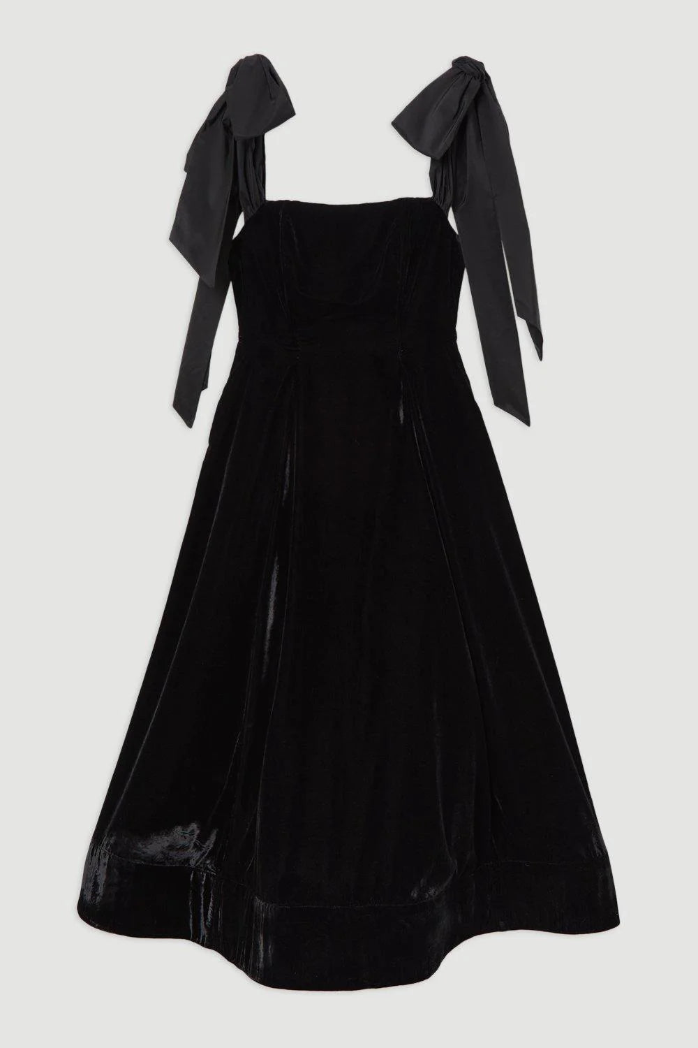 Eva Velvet Strapless Bow Midi Dress