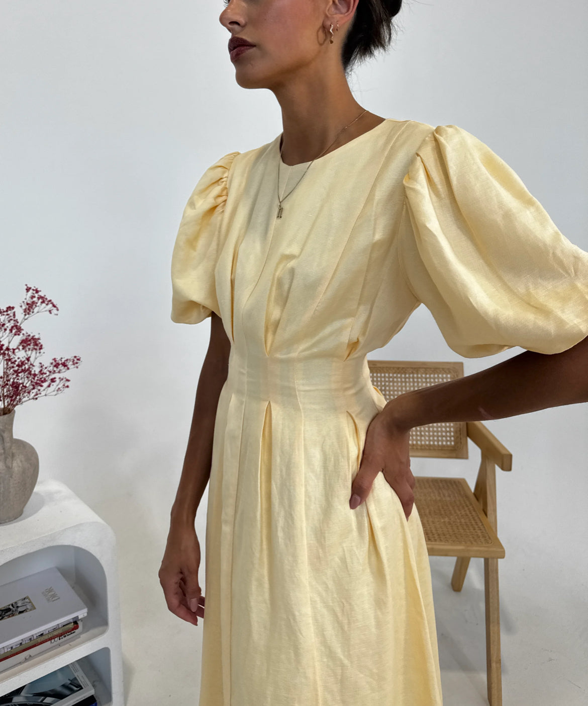 Ellen Puff Sleeves Yellow Maxi Dress