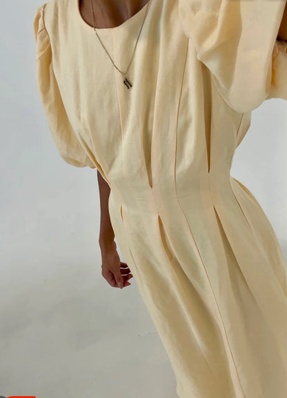 Ellen Puff Sleeves Yellow Maxi Dress