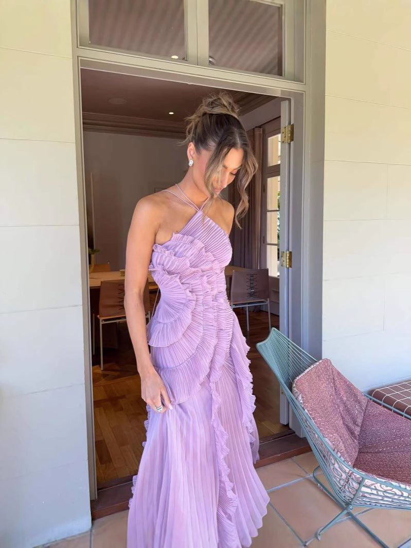 Julie Ruffled Halter Dress