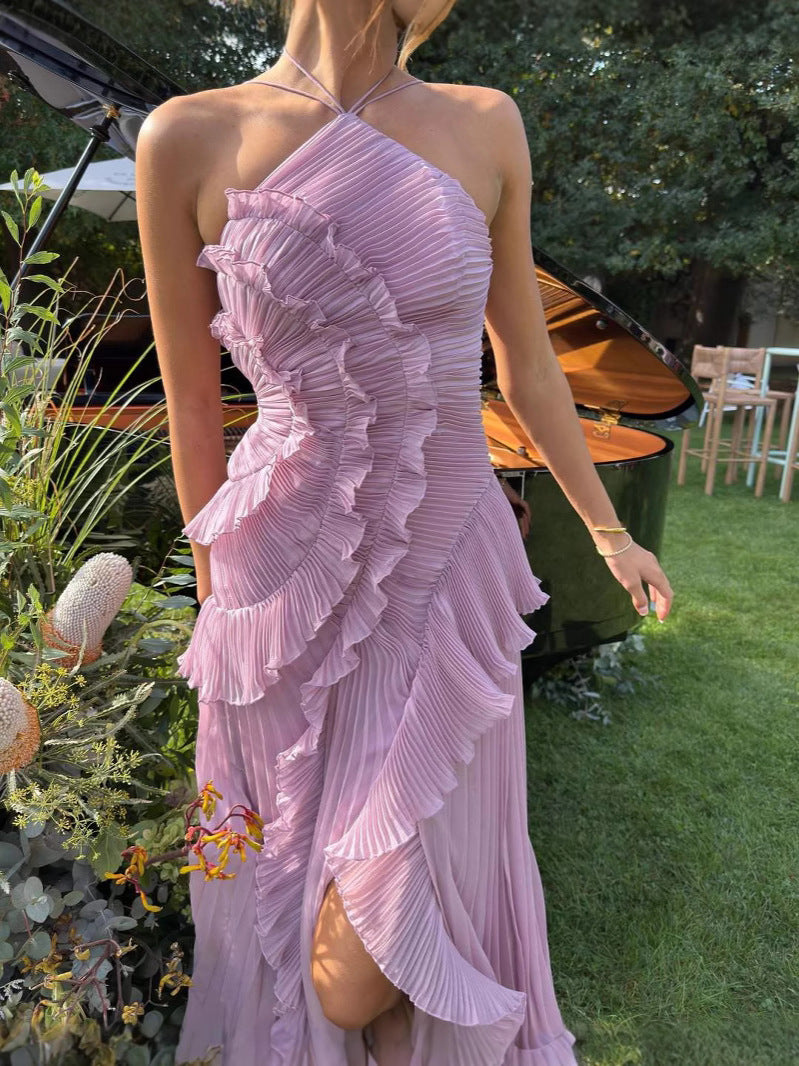 Julie Ruffled Halter Dress