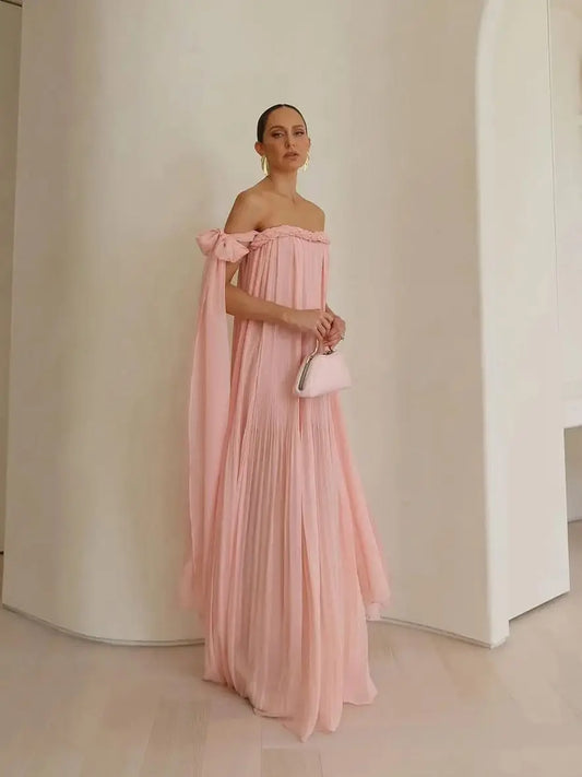Elle Off the Shoulder Dress Braid Long Dress