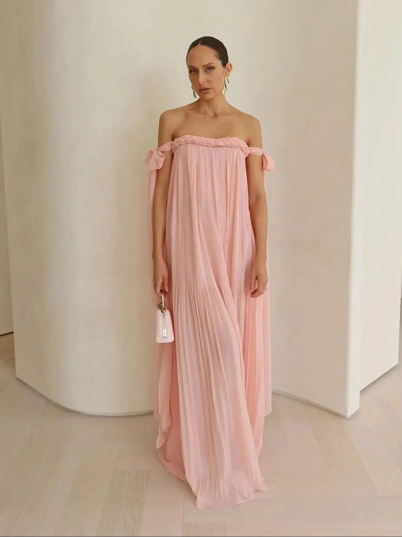 Elle Off the Shoulder Dress Braid Long Dress