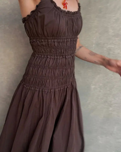 Hollyn Rushed Square Neck Maxi Dress