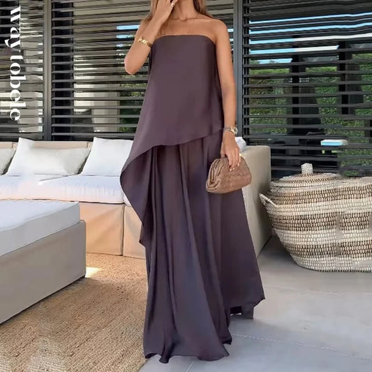Lola Elegant Sleeveless Tube Top Skirt Two Piece Set