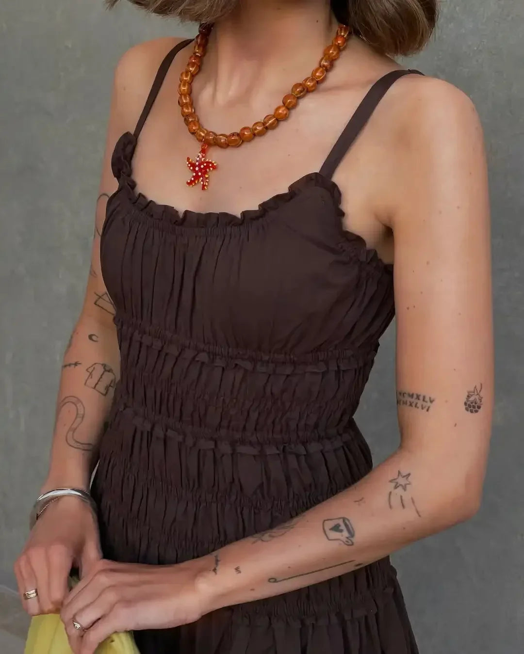 Hollyn Rushed Square Neck Maxi Dress