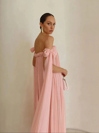 Elle Off the Shoulder Dress Braid Long Dress