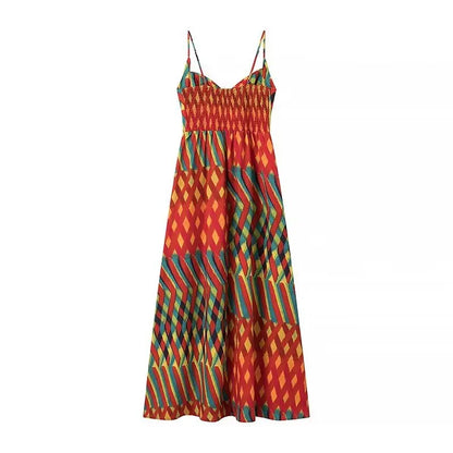 Delia Colorful Print Maxie Spaghetti Straps Dress