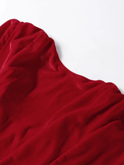 Georgina Strapless Scarlet Temptation Velvet Corset Dress