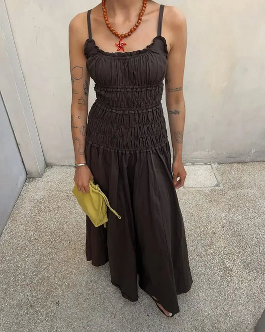 Hollyn Rushed Square Neck Maxi Dress