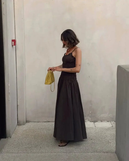 Hollyn Rushed Square Neck Maxi Dress