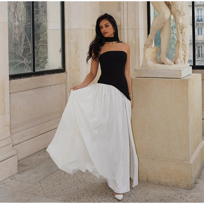 Ariana Tube Top Spliced Dress with Scarf