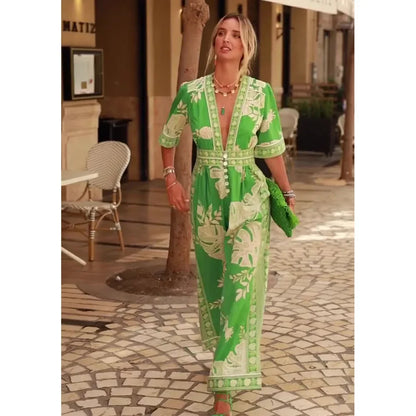 Dianne Floral Print V-Neck Wide Leg Jumpsuit