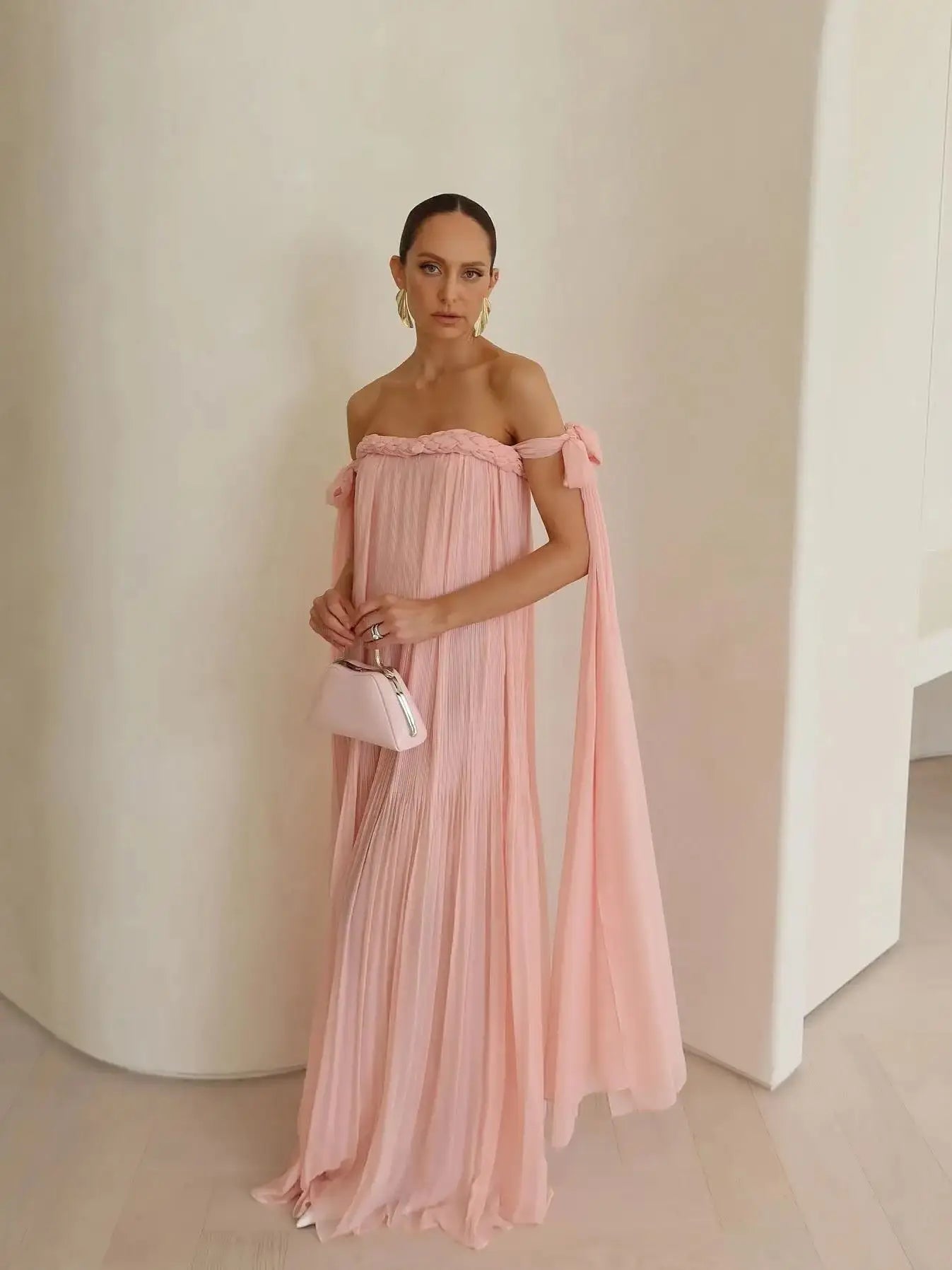 Elle Off the Shoulder Dress Braid Long Dress