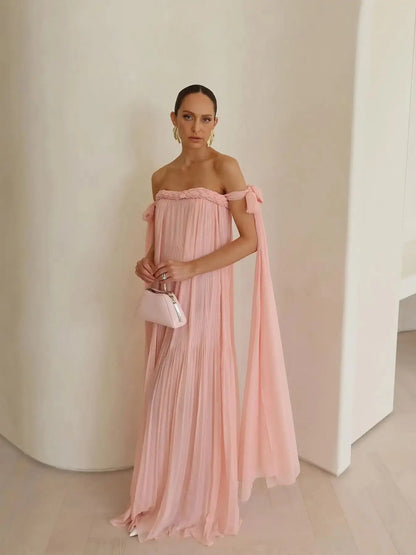 Elle Off the Shoulder Dress Braid Long Dress