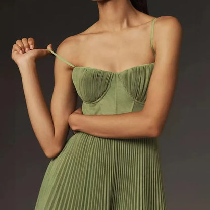 Stella Bustier Pleated Tulle Fit & Flare Midi Dress