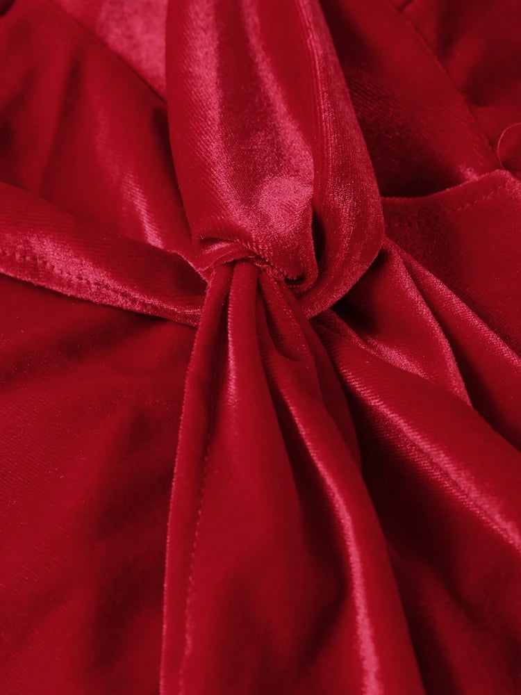 Georgina Strapless Scarlet Temptation Velvet Corset Dress