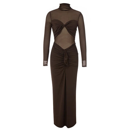 Betsie Long Sleeve Mesh Bodycon Long Dress