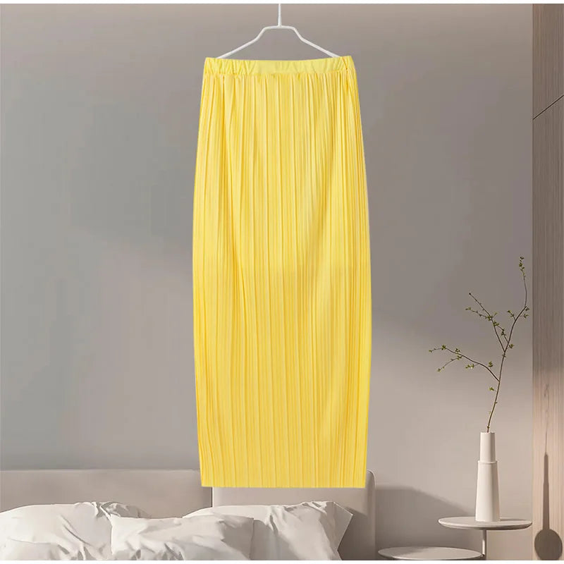 Nadia Elegant Tube Top High Waist Pleated Skirt Two Piece Set