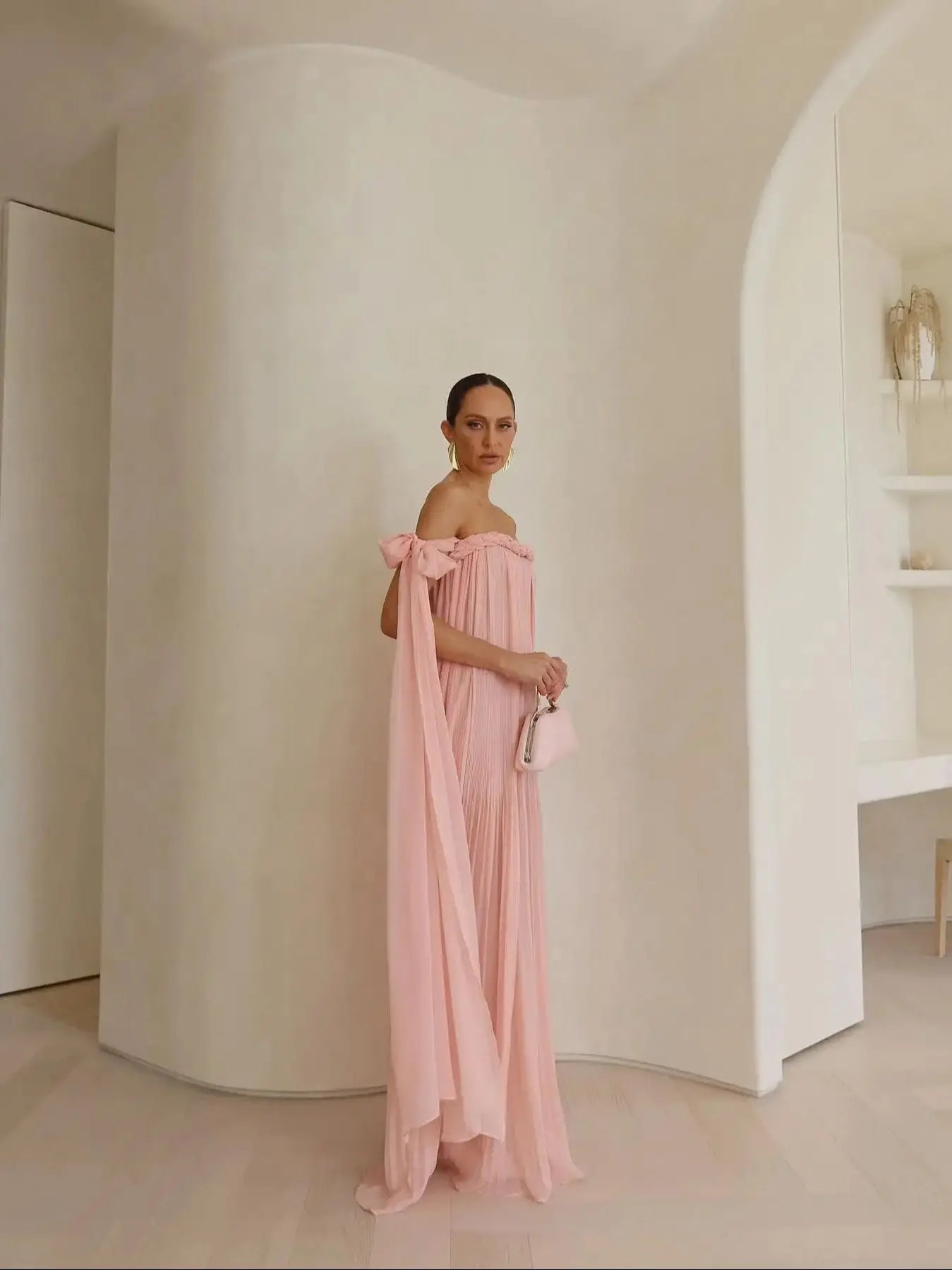 Elle Off the Shoulder Dress Braid Long Dress