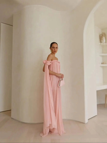 Elle Off the Shoulder Dress Braid Long Dress