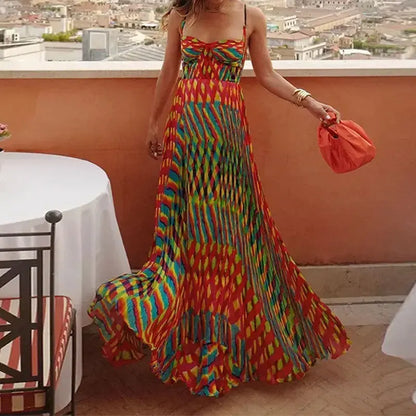 Delia Colorful Print Maxie Spaghetti Straps Dress