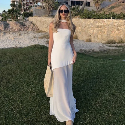 Ariana Tube Top Spliced Dress with Scarf