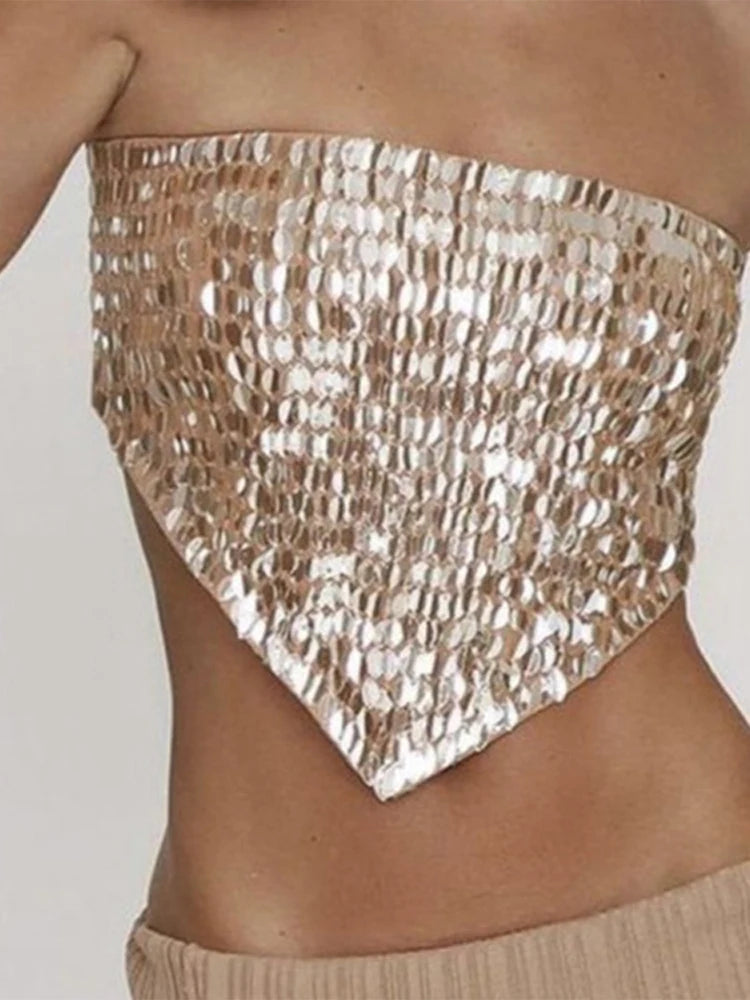 Estrella Golden Hour Strapless Sparkle Top