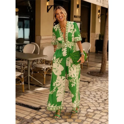 Dianne Floral Print V-Neck Wide Leg Jumpsuit