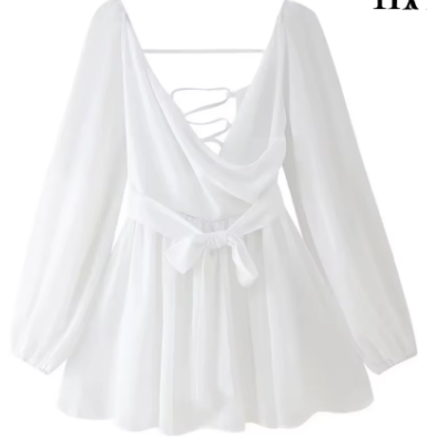 Maddie V-Neck Waist Tie Mini Dress