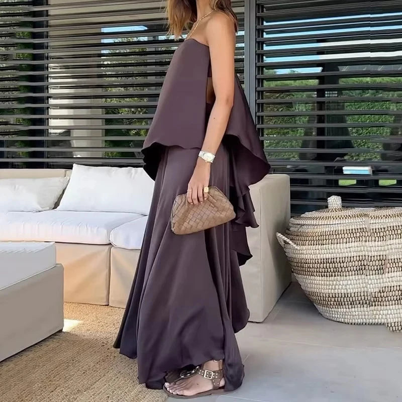 Lola Elegant Sleeveless Tube Top Skirt Two Piece Set
