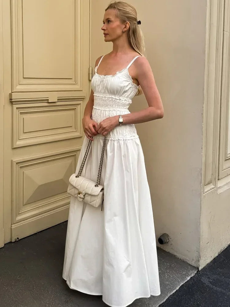 Hollyn Rushed Square Neck Maxi Dress