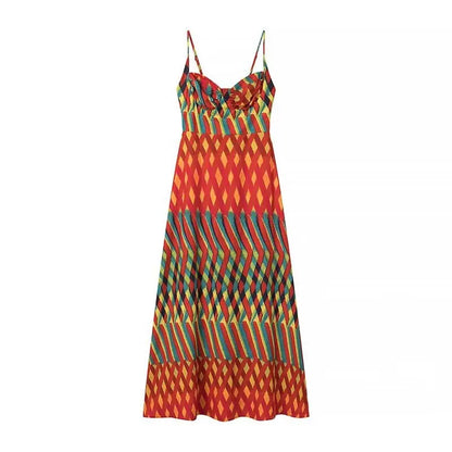 Delia Colorful Print Maxie Spaghetti Straps Dress