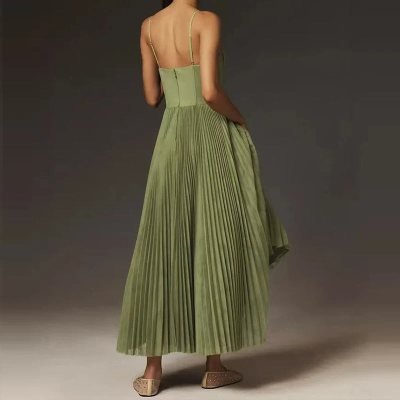 Stella Bustier Pleated Tulle Fit & Flare Midi Dress