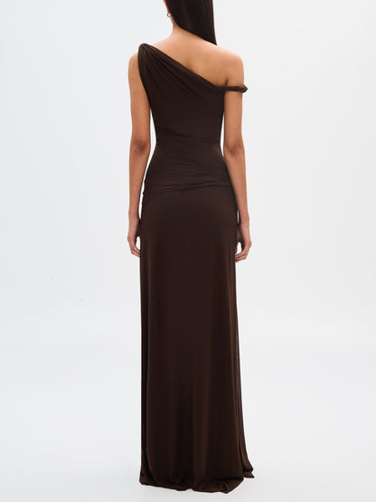 Kensie Espresso Sisal Mesh Maxi Dress
