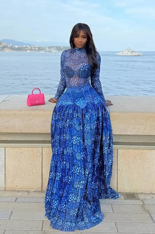Lena Mesh Long Sleeve Maxi Dress