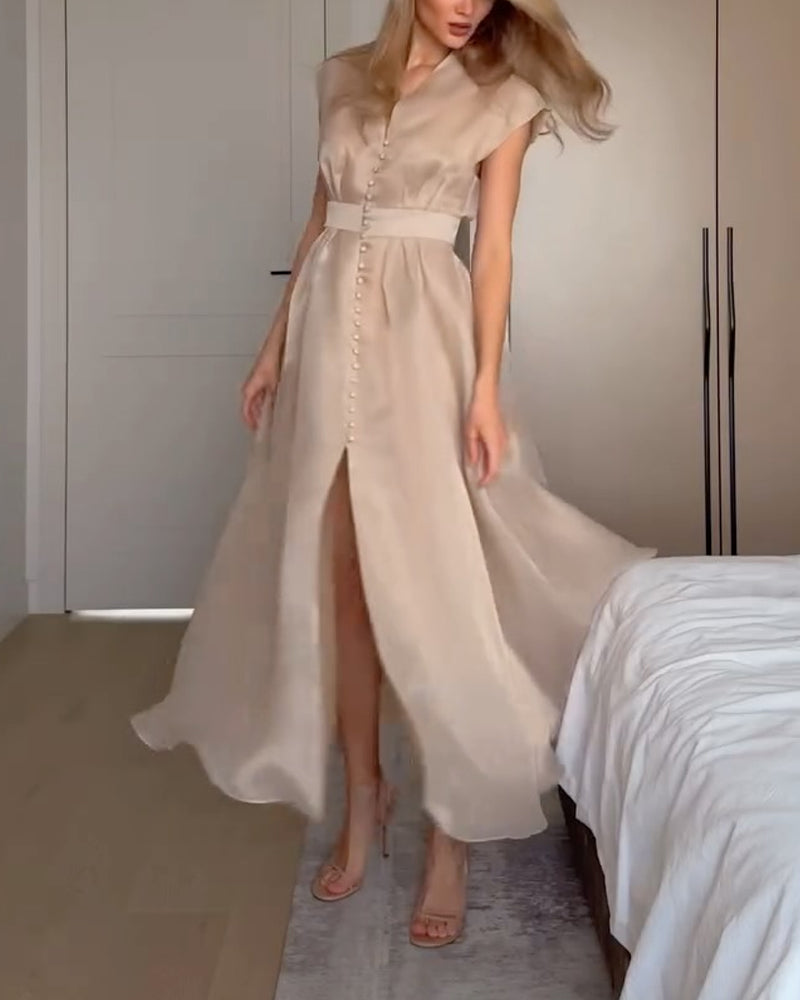 Sonia V-neck Split Midi Dress