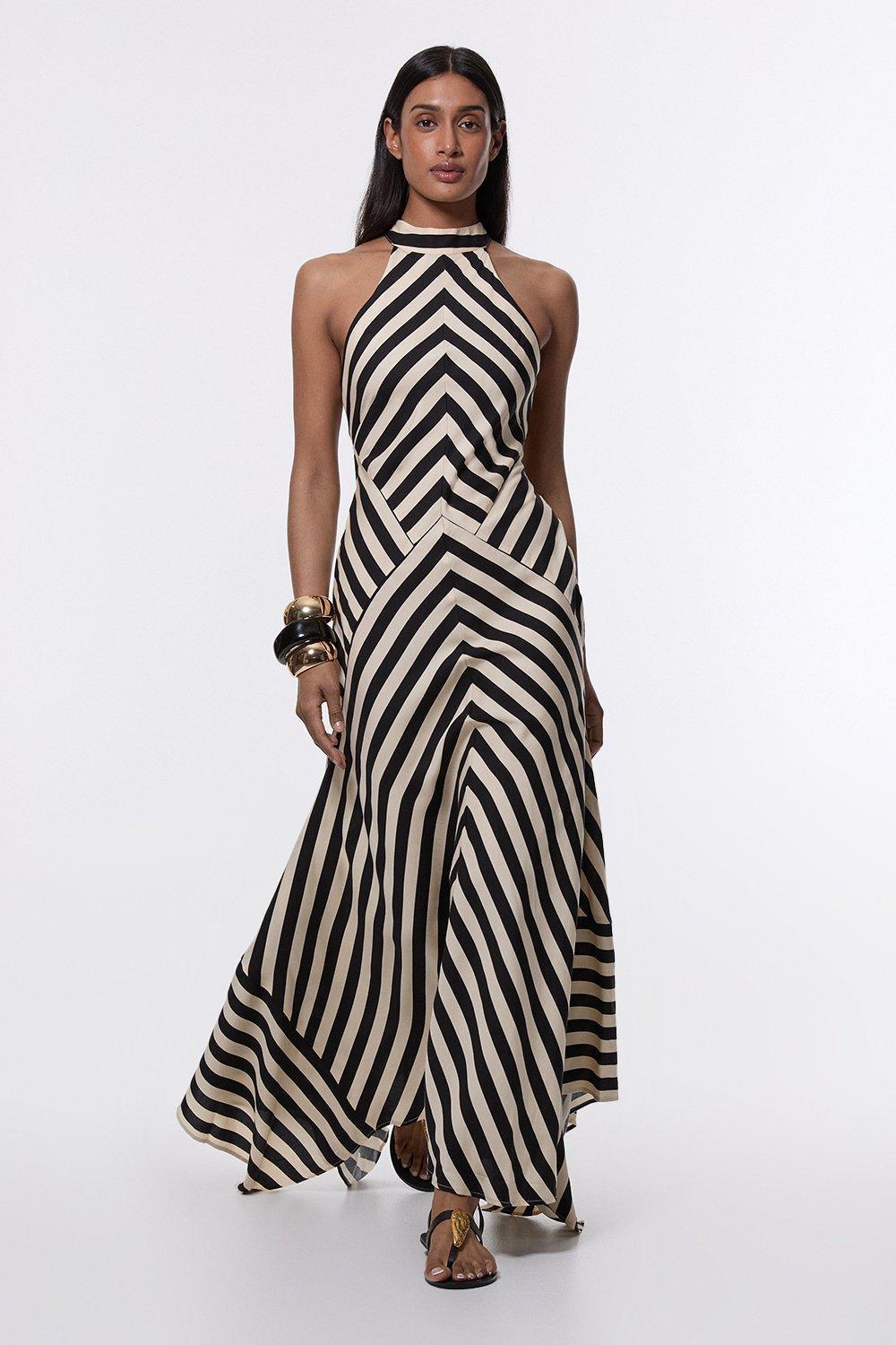 Molly Halter Neck Striped Maxi Dress