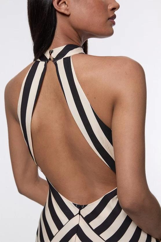 Molly Halter Neck Striped Maxi Dress