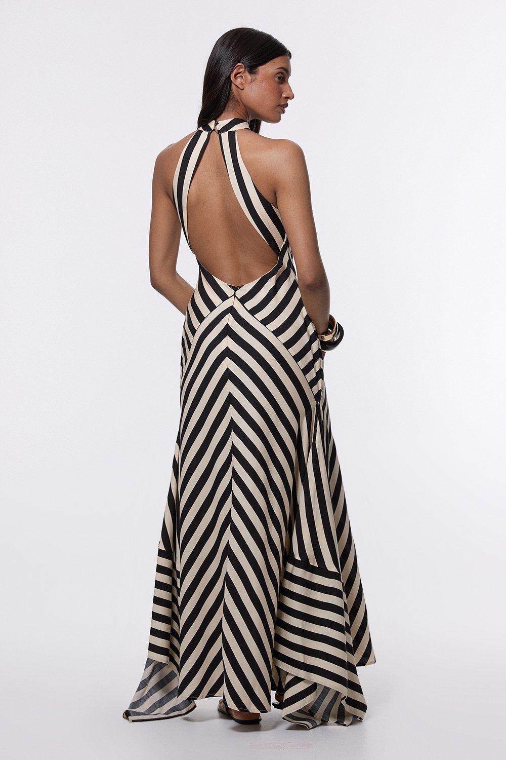 Molly Halter Neck Striped Maxi Dress