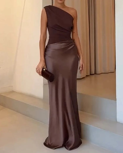 Mila One Shoulder Satin Dress